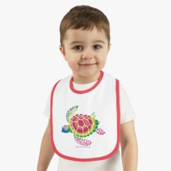 Turtle Baby Contrast Trim Jersey Bib